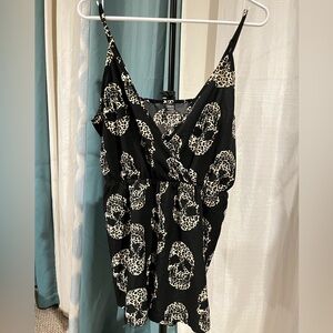 SHEIN Black Leopard Print Wrap Top